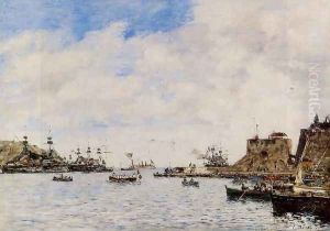 Villefranche, the Harbor by Eugene Boudin