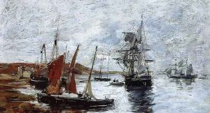 Camaret, Boats on the Shore by Eugene Boudin