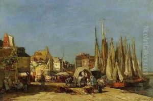 Honfleur, the Quarantine Dock and the Cattle Market by Eugene Boudin