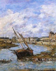 Trouville, the Inner Port, Low tide by Eugene Boudin
