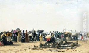 Beach Scene at Trouville by Eugene Boudin