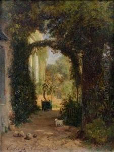 Une Allee Ombragee Devant Une Maison by Leon Villevielle