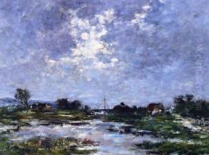 Moonlight on the Marshes, The Toques by Eugene Boudin