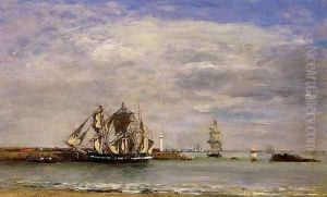 Trouville, the Jettys, High Tide I by Eugene Boudin