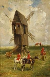 Chasse A Courre Pres D'un Moulin by Auguste Vimar