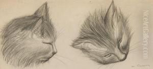 Studies Of A Cat by Auguste Vimar