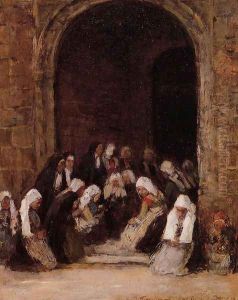 Leaving Mass in Brittany by Eugene Boudin