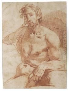 A Seated Male Nude by Carlo Vimercati