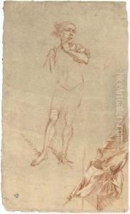 A Girl Holding Her Hand To Her Mouth, And A Study Of Drapery