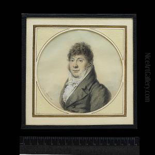 A Gentleman, Wearing Grey Coat, White Waistcoat, Frilled Chemise And Tied Cravat. - view 1