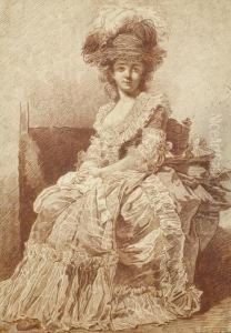 Portrait Of Madame Bergeret, Full-length, Seated In A Chair, Wearing A Feathered Hat