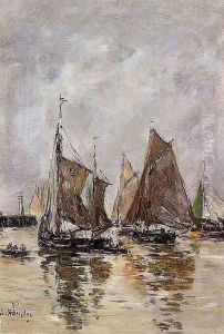 Trouville, Sardine Boats Getting Underway by Eugene Boudin