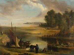 Estuary Landscape With Figures