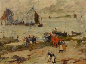 Brittany Coastal Scene With Figures