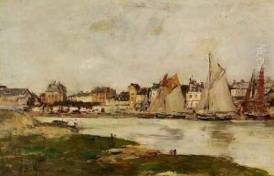 View of the Port of Trouville, High Tide by Eugene Boudin