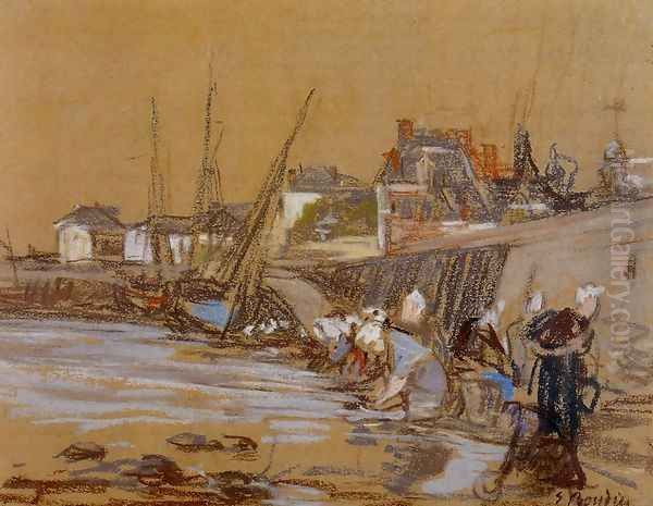 Laundresses in the Port of Honfleur - view 1