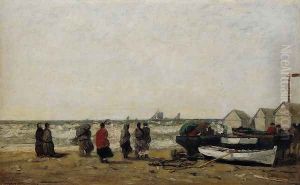 Women on the Beach, Rough Seas by Eugene Boudin