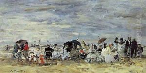 Trouville Beach Scene by Eugene Boudin
