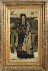 Vrouw In 16de Eeuwse Klederdracht by Frans Vinck