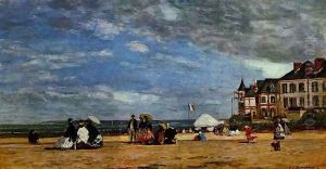 The beach at Trouville by Eugene Boudin