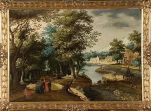 Promenade Galante Au Bord De L"" Etang by David Vinckboons I