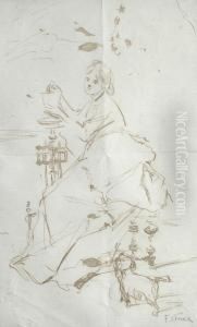 Dama Con Cagnolino by Francesco Vinea