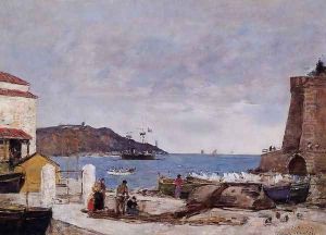 The Bay of Villefranche, the Port by Eugene Boudin