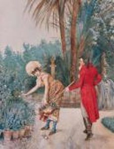 Joven Cortejando A Una Muchacha by Salvador Viniegra Y Lasso