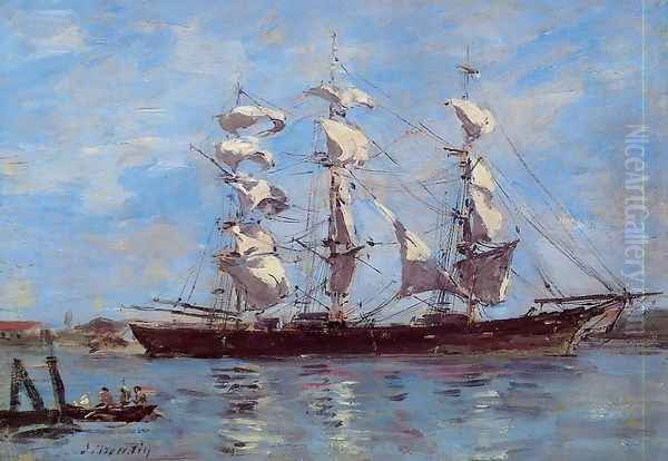 Honfleur, Three Master in Port - view 1