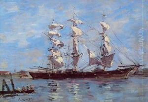 Honfleur, Three Master in Port