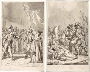 Two Theatrical Illustrations: A) De Graaf Van Rennenberg, B) Palmira Stabbing Herself With The Knife Of Seid Two Theatrical Illustrations: A) De Graaf Van Rennenberg, B) Palmira Stabbing Herself With The Knife Of Seid