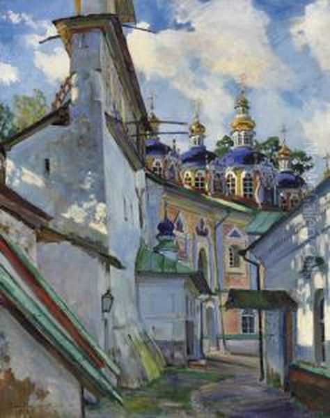 The Belfry And Cupola Of The Uspensky Cathedral Of The Pskovo-pechersky Monastery - view 1