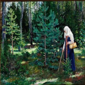 In The Forest For Mushrooms by Sergey Arsenievich Vinogradov