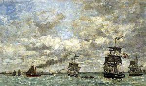 Anvers. Bateaux sur l'Escaut 1871-74 by Eugene Boudin