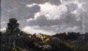 Sheep On A Hillside by Frederick Porter Vinton