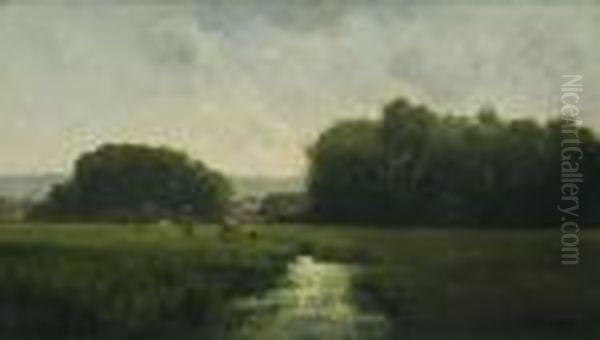 Cows Grazing In A River Landscape - view 1