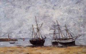 Portrieux, the Port at Low Tide by Eugene Boudin