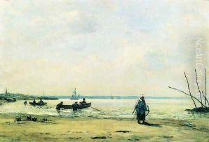 The Shore at Low Tide near Honfleur by Eugene Boudin