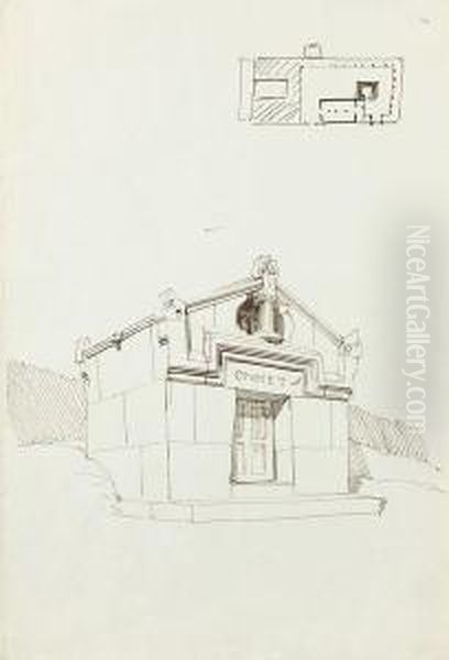 Trois Feuilles D'ordre D'architecture Et Une Etude De Tombeau - view 1