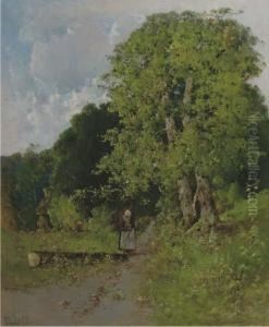 La Foret A L'isle Adam, Seine Et Oise: Gathering Wood In The Forest by Victor Viollet-Le-Duc