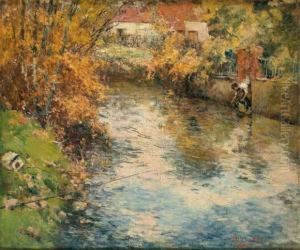 Jardinier Et Son Arrosoir A La Riviere Jardinier Et Son Arrosoir A La Riviere