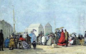 Beach Scene at Trouville I by Eugene Boudin