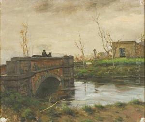 Paesaggio Fluviale Con Ponte E Viandanti - view 1