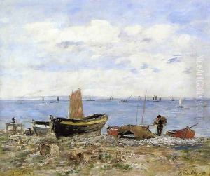 Shore at Sainte-Adresse, Low Tide by Eugene Boudin