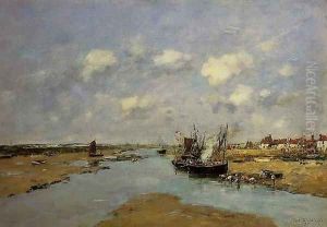 Etaples, La Canache, Low Tide by Eugene Boudin