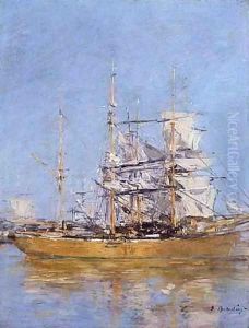 Trois-Mats au Port by Eugene Boudin