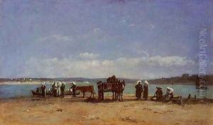 Brittany, Fishermen's Wives on the Shore by Eugene Boudin