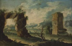 A) Paesaggio Con Rovine Di Edifici Classici E Viandanti by Nicola Viso