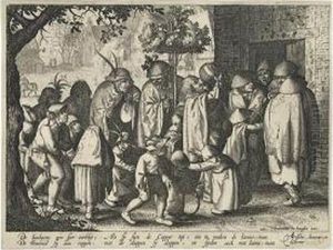 Procession With Feasting Lepers. by Claes Jansz Ii Visscher