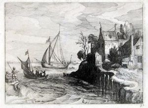 Schiffe An Der Kuste by Claes Jansz Ii Visscher